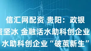 信汇网配资 贵阳：政银协同破融资坚冰 金融活水助科创企业“破茧新生”